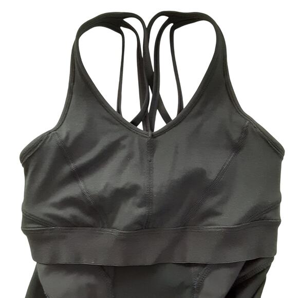 Lululemon Black CrissCross Strap Racer Back Tank Top Built In Shelf Bra Womens 2 - Picture 5 of 9